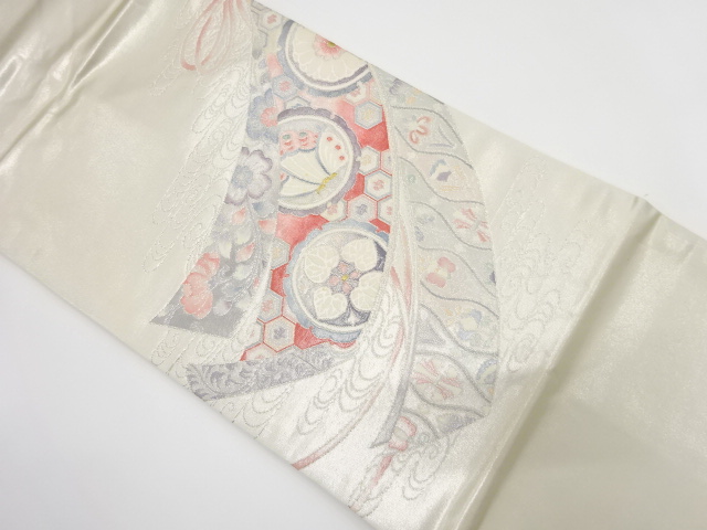 JAPANESE NAGOYA OBI / WOVEN FLORAL PLANTS
